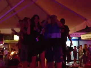 Chaps stripping in bar