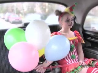 Cheated young female bangs in fake taxi for revenge