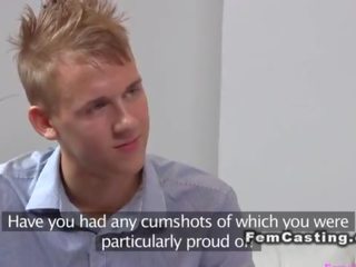 Muscled guy cums on hairy female agent