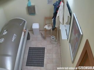 Graceful czech feature caught naked in solarium