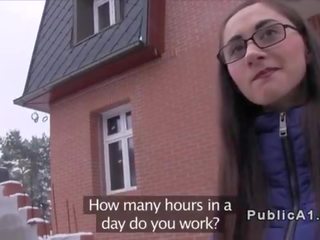 Amateur seductress fucks fake agent in public