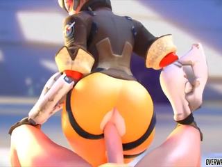 شاق فوق و غير مطيع tracer من overwatch يحصل على كس.